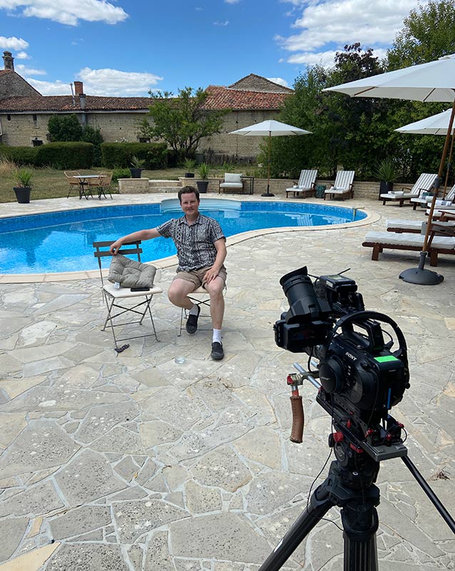 Camera crew filming renovation work in france for a new life in the sun
